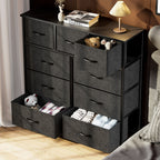 Dresser For Bedroom With 9 Fabric Storage Drawer Wardrobe Tall Chest Organizer Closet Adult Kids Clothes Cabinet Furniture - Comfortable Living Decor