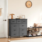 Dresser For Bedroom With 9 Fabric Storage Drawer Wardrobe Tall Chest Organizer Closet Adult Kids Clothes Cabinet Furniture - Comfortable Living Decor