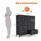 Dresser For Bedroom With 9 Fabric Storage Drawer Wardrobe Tall Chest Organizer Closet Adult Kids Clothes Cabinet Furniture - Comfortable Living Decor