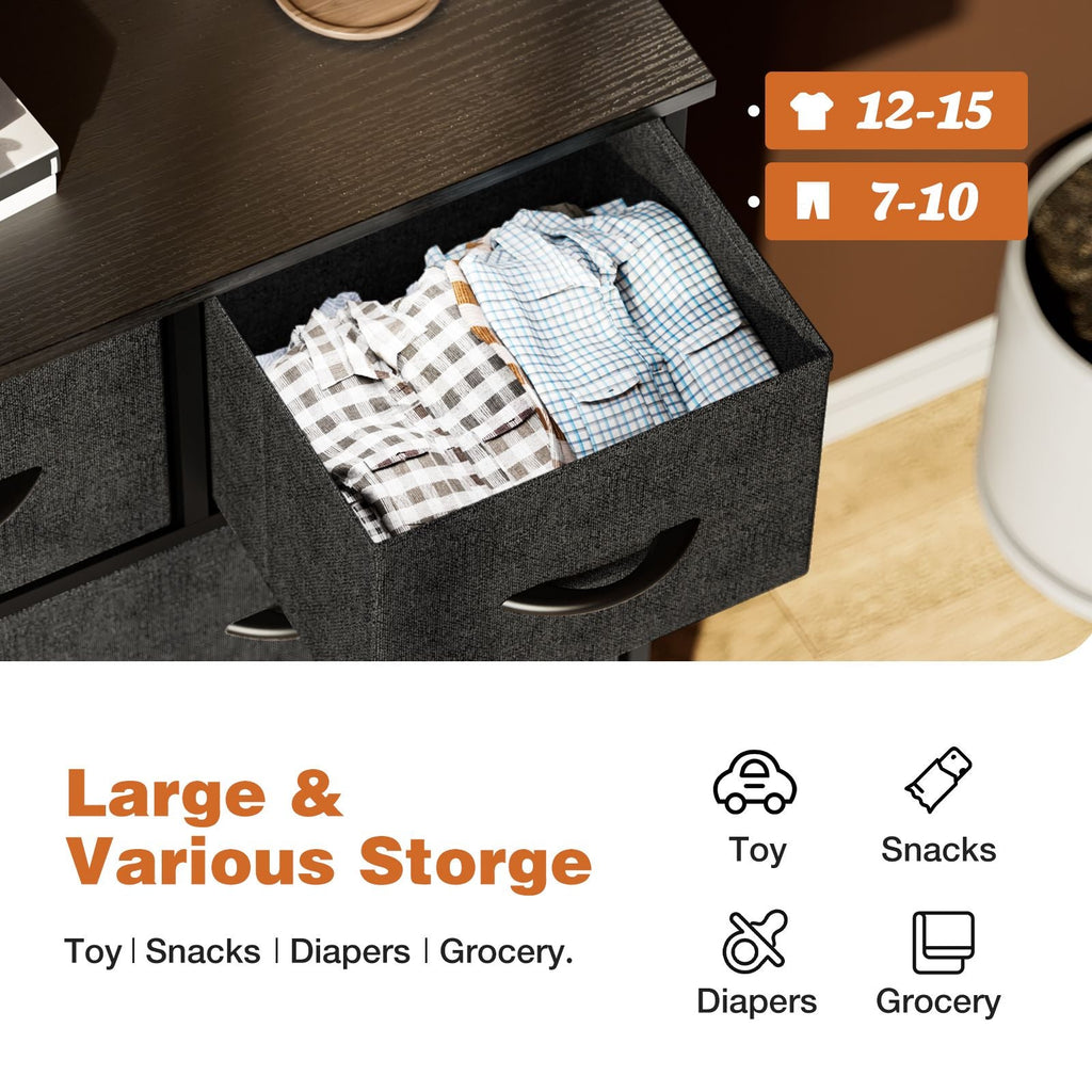 Dresser For Bedroom With 9 Fabric Storage Drawer Wardrobe Tall Chest Organizer Closet Adult Kids Clothes Cabinet Furniture - Comfortable Living Decor