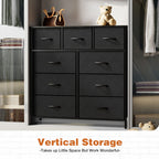 Dresser For Bedroom With 9 Fabric Storage Drawer Wardrobe Tall Chest Organizer Closet Adult Kids Clothes Cabinet Furniture - Comfortable Living Decor