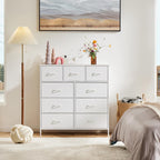 Dresser For Bedroom With 9 Fabric Storage Drawer Wardrobe Tall Chest Organizer Closet Adult Kids Clothes Cabinet Furniture - Comfortable Living Decor