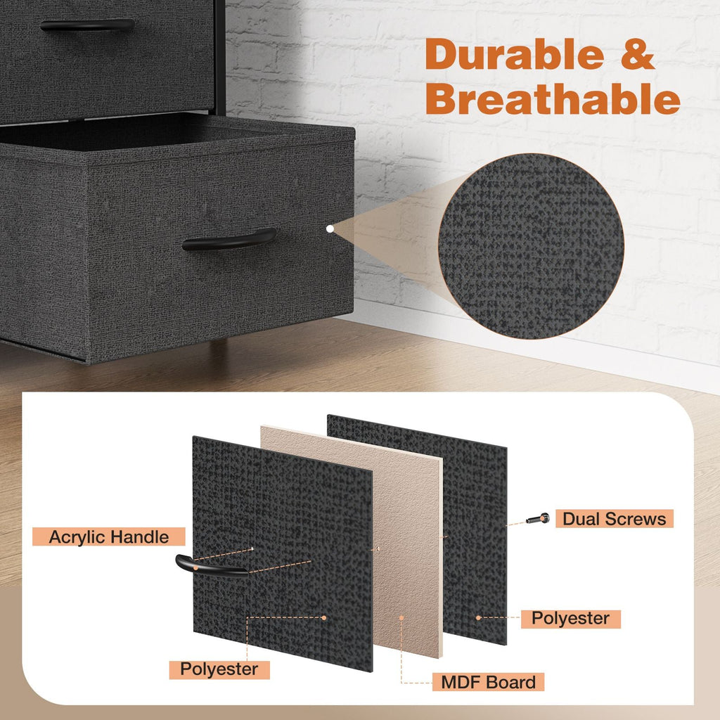 Dresser For Bedroom With 9 Fabric Storage Drawer Wardrobe Tall Chest Organizer Closet Adult Kids Clothes Cabinet Furniture - Comfortable Living Decor