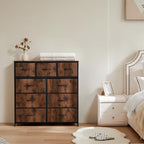 Dresser For Bedroom With 9 Fabric Storage Drawer Wardrobe Tall Chest Organizer Closet Adult Kids Clothes Cabinet Furniture - Comfortable Living Decor