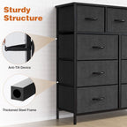 Dresser For Bedroom With 9 Fabric Storage Drawer Wardrobe Tall Chest Organizer Closet Adult Kids Clothes Cabinet Furniture - Comfortable Living Decor