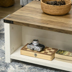Farmhouse Cocktail Coffee Table with Storage by Homcom - Comfortable Living Decor