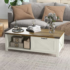 Farmhouse Cocktail Coffee Table with Storage by Homcom - Comfortable Living Decor