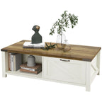 Farmhouse Cocktail Coffee Table with Storage by Homcom - Comfortable Living Decor