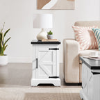 Farmhouse End table Nightstand Rectangular Farmhouse End Table with Barn Door and Adjustable Storage Shelf, Rustic Sofa Side Table for Living Room, Bedroom - Comfortable Living Decor