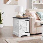 Farmhouse End table Nightstand Rectangular Farmhouse End Table with Barn Door and Adjustable Storage Shelf, Rustic Sofa Side Table for Living Room, Bedroom - Comfortable Living Decor