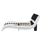Faux Leather Upholstered Platform Bed Frame with led lighting; Bluetooth connection to play music RGB control; Backrest vibration massage; Curve Design; Wood Slat Support; No Box Spring Needed; Queen - Comfortable Living Decor
