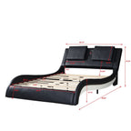 Faux Leather Upholstered Platform Bed Frame with led lighting; Bluetooth connection to play music RGB control; Backrest vibration massage; Curve Design; Wood Slat Support; No Box Spring Needed; Queen - Comfortable Living Decor