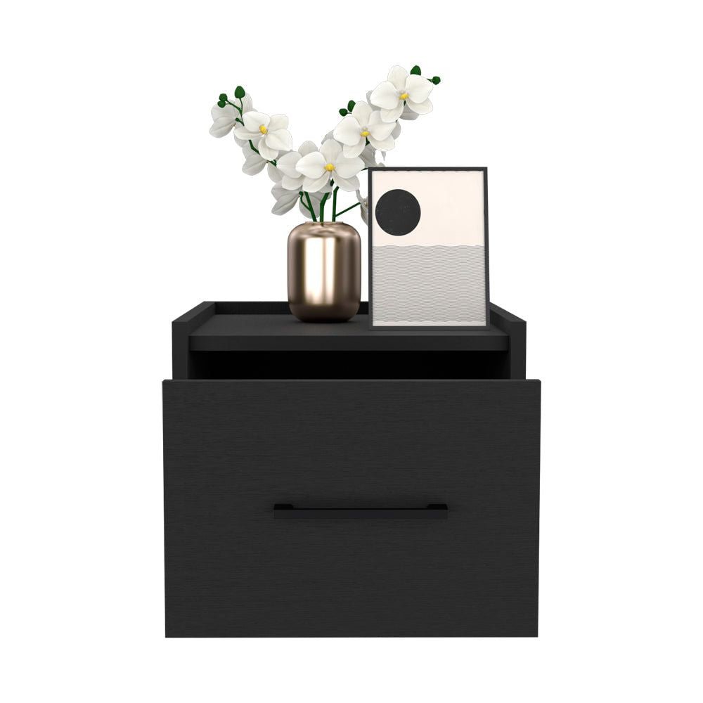 Floating Nightstand Calion, Bedroom, Black - Comfortable Living Decor