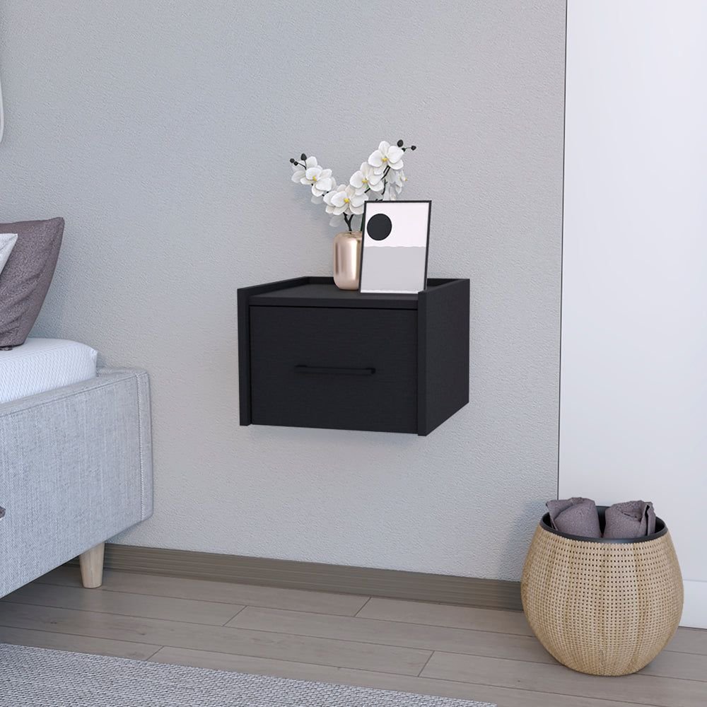 Floating Nightstand Calion, Bedroom, Black - Comfortable Living Decor