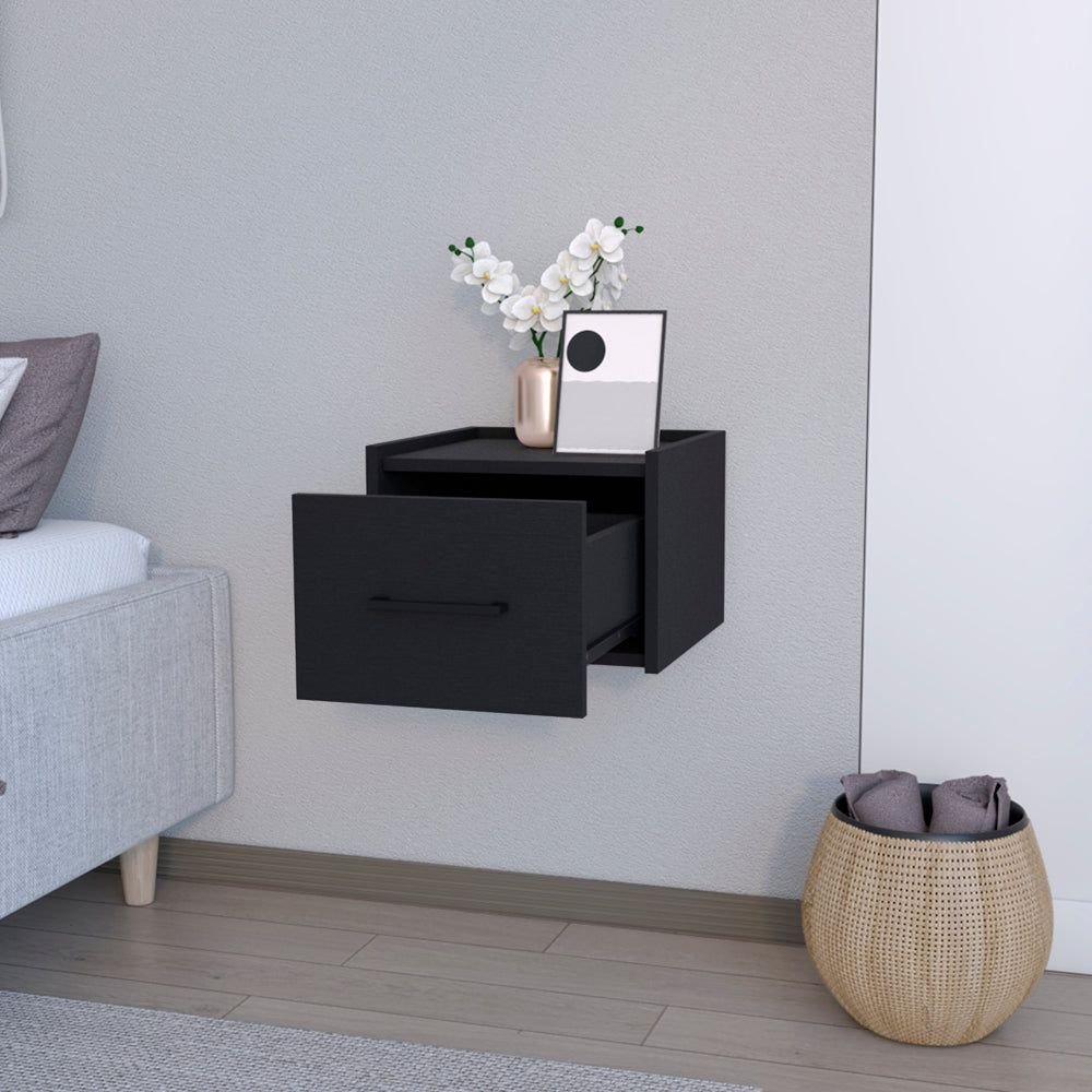 Floating Nightstand Calion, Bedroom, Black - Comfortable Living Decor