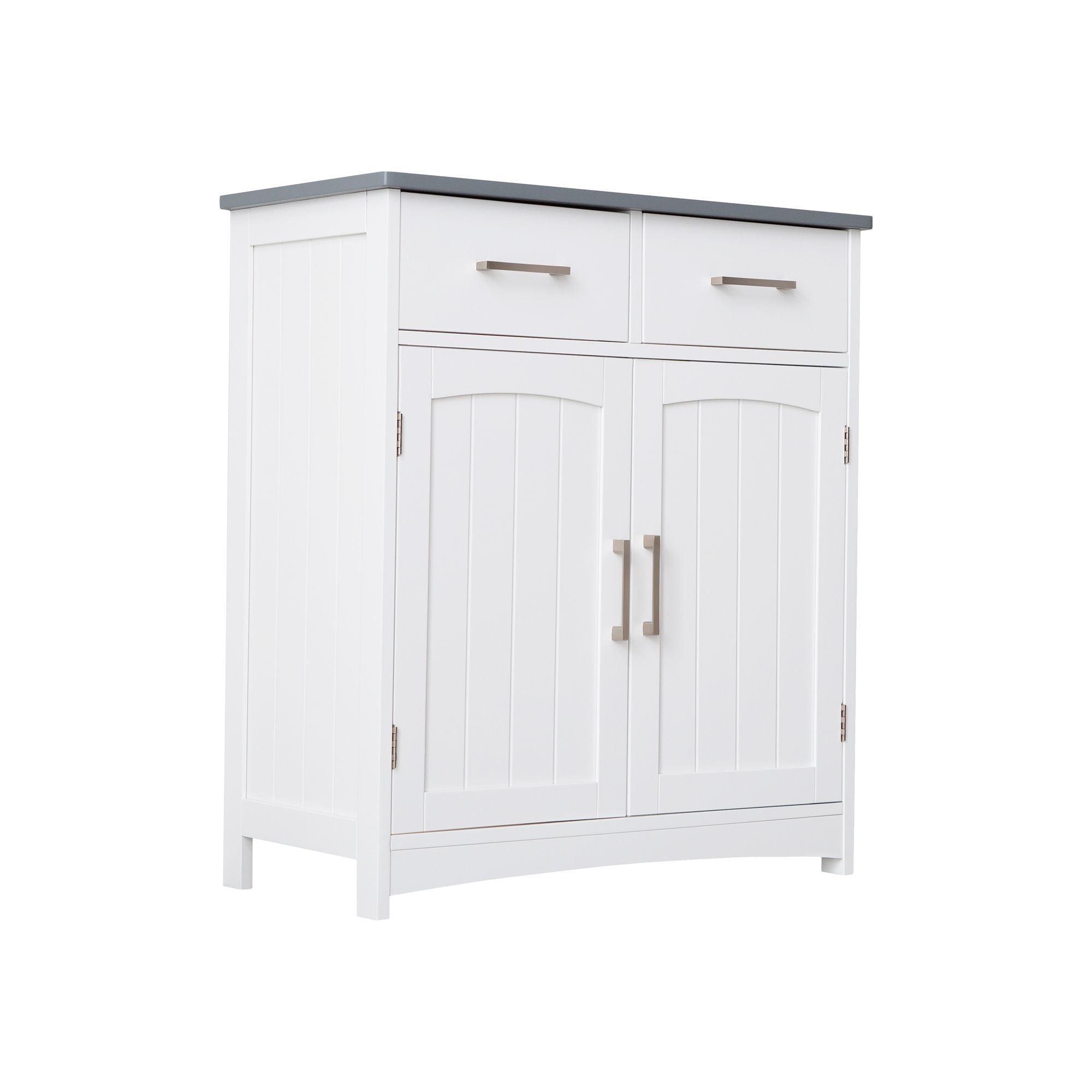 FRALIMK Sideboard Buffet Cabinet, Wood Coffee Bar With Cabinet Two Drawers, Adjustable Shelves And Arched Doors, Sideboard Cabinet White And Gray, Mdf - Comfortable Living Decor