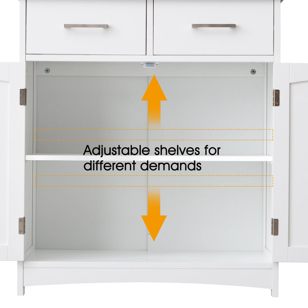 FRALIMK Sideboard Buffet Cabinet, Wood Coffee Bar With Cabinet Two Drawers, Adjustable Shelves And Arched Doors, Sideboard Cabinet White And Gray, Mdf - Comfortable Living Decor