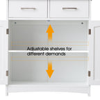 FRALIMK Sideboard Buffet Cabinet, Wood Coffee Bar With Cabinet Two Drawers, Adjustable Shelves And Arched Doors, Sideboard Cabinet White And Gray, Mdf - Comfortable Living Decor