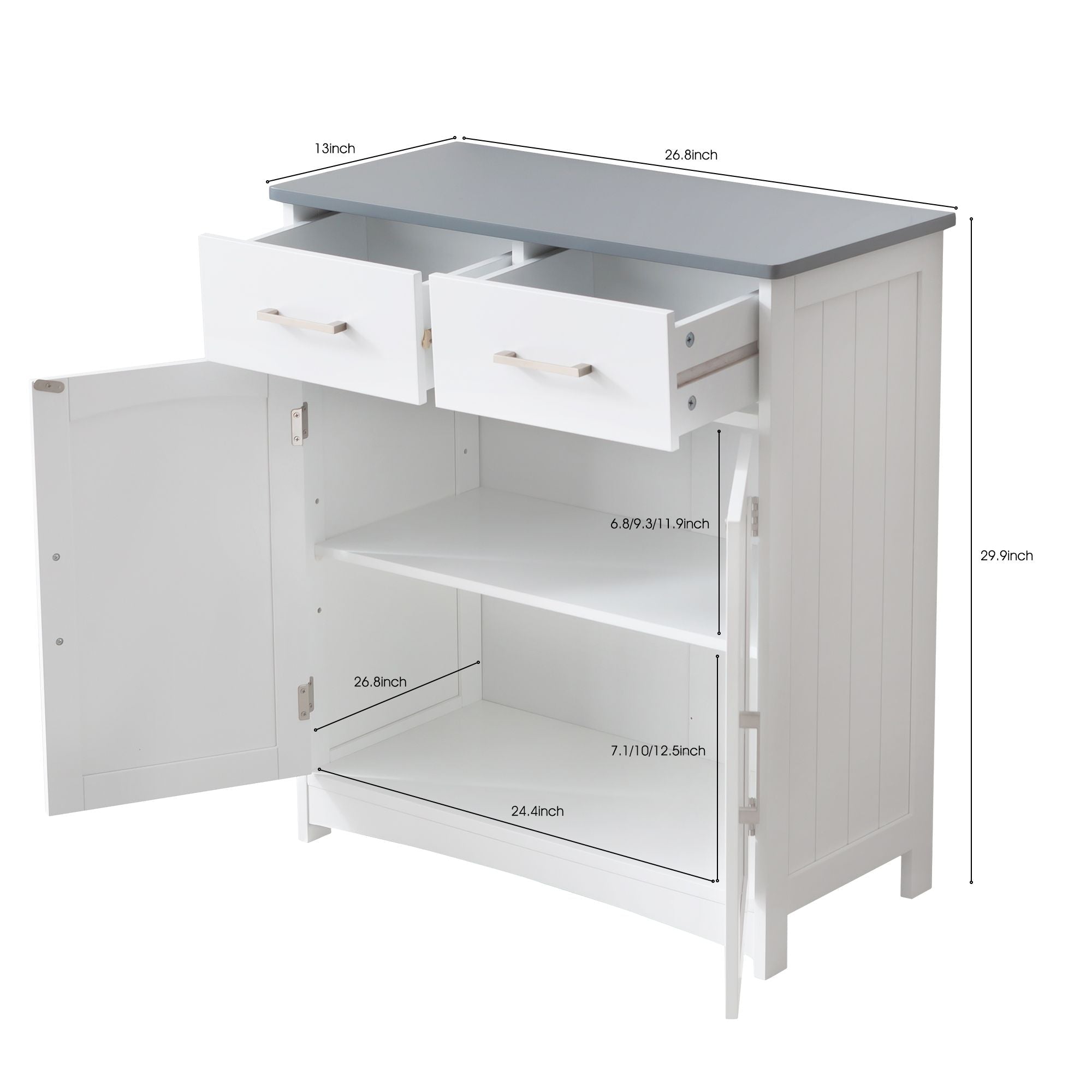 FRALIMK Sideboard Buffet Cabinet, Wood Coffee Bar With Cabinet Two Drawers, Adjustable Shelves And Arched Doors, Sideboard Cabinet White And Gray, Mdf - Comfortable Living Decor