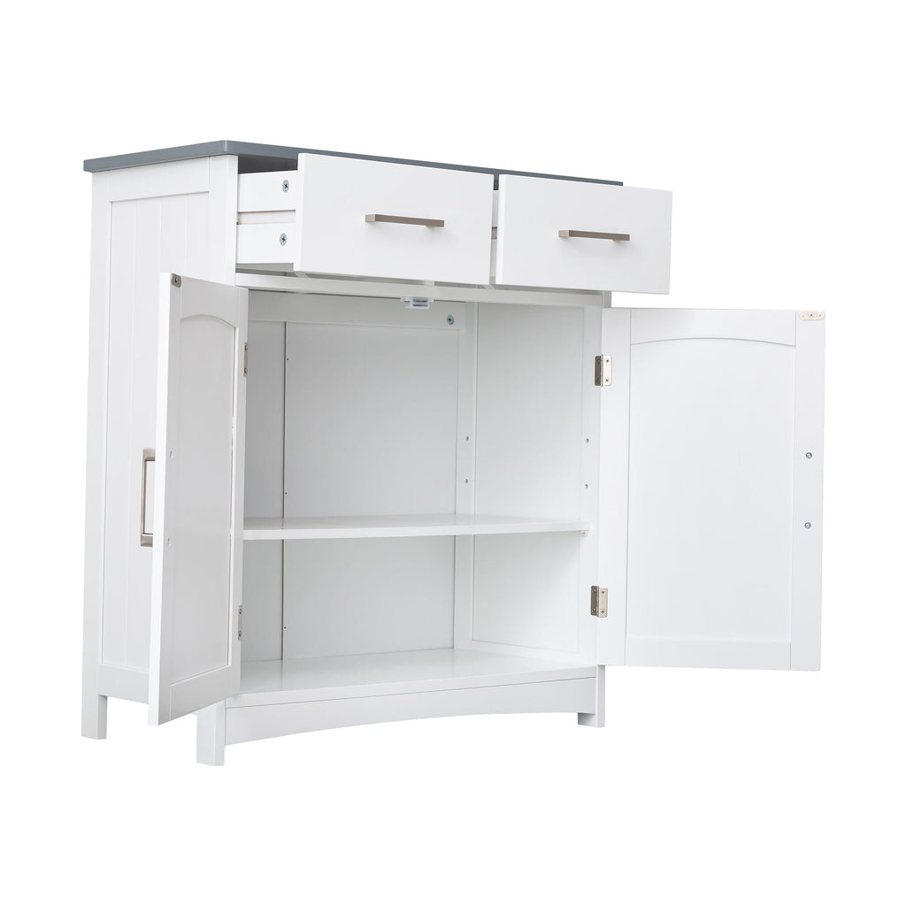 FRALIMK Sideboard Buffet Cabinet, Wood Coffee Bar With Cabinet Two Drawers, Adjustable Shelves And Arched Doors, Sideboard Cabinet White And Gray, Mdf - Comfortable Living Decor