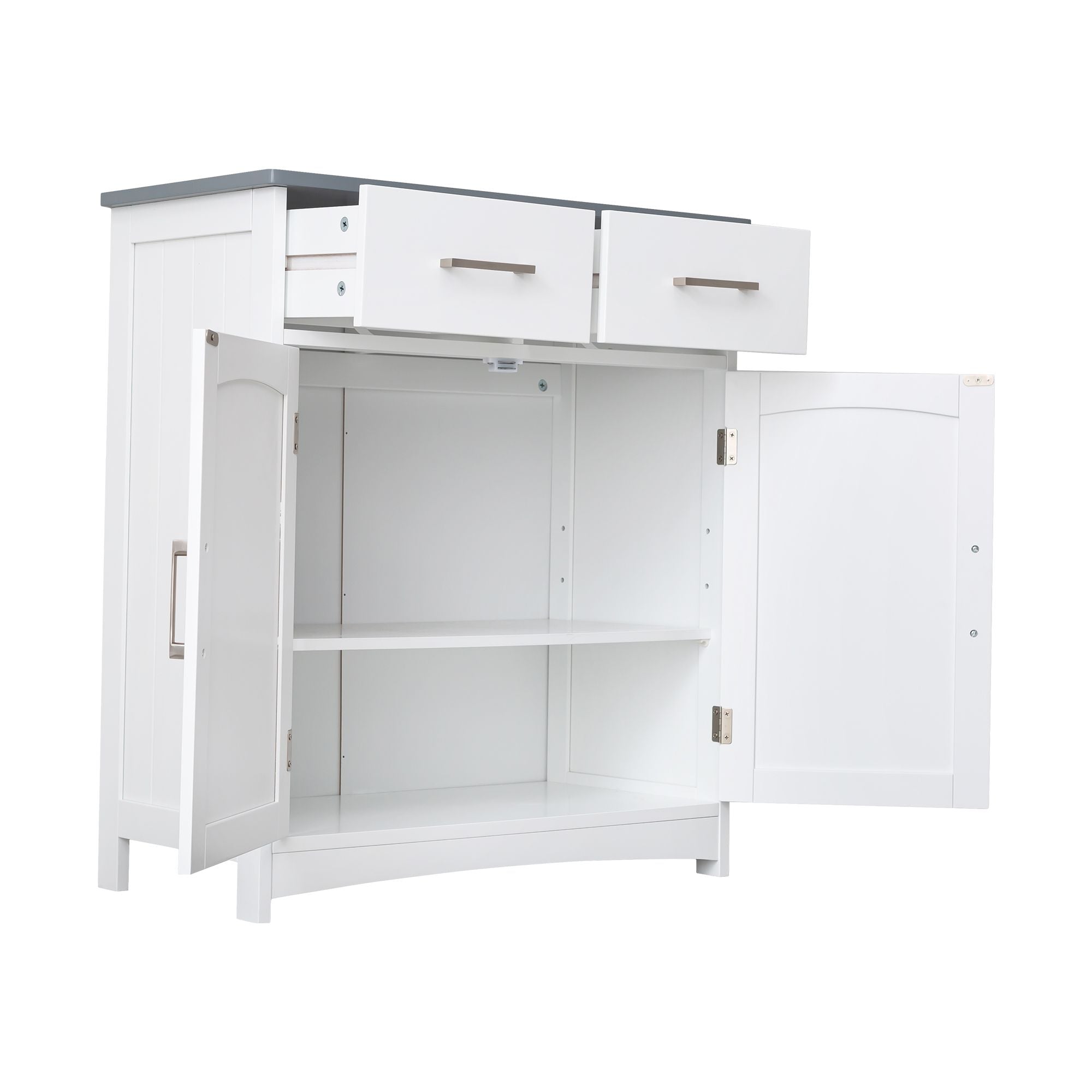 FRALIMK Sideboard Buffet Cabinet, Wood Coffee Bar With Cabinet Two Drawers, Adjustable Shelves And Arched Doors, Sideboard Cabinet White And Gray, Mdf - Comfortable Living Decor