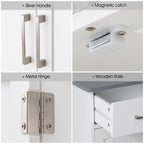 FRALIMK Sideboard Buffet Cabinet, Wood Coffee Bar With Cabinet Two Drawers, Adjustable Shelves And Arched Doors, Sideboard Cabinet White And Gray, Mdf - Comfortable Living Decor