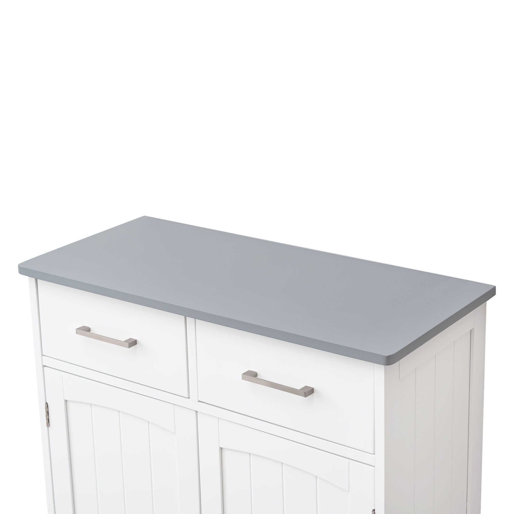 FRALIMK Sideboard Buffet Cabinet, Wood Coffee Bar With Cabinet Two Drawers, Adjustable Shelves And Arched Doors, Sideboard Cabinet White And Gray, Mdf - Comfortable Living Decor