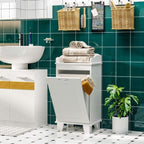 Free Standing Home Organizer Hamper, Bathroom Storage Cabinet, White - Comfortable Living Decor