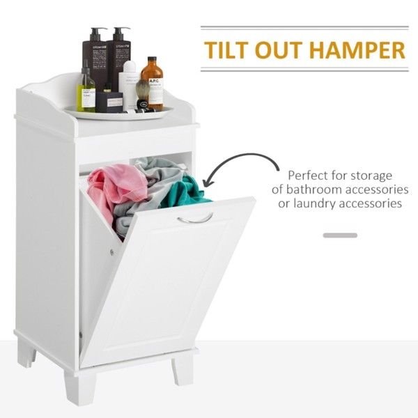 Free Standing Home Organizer Hamper, Bathroom Storage Cabinet, White - Comfortable Living Decor