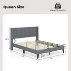 Full/Queen Size Bed Frame w/ Headboard & Wood Slat Support Yeah Depot - Comfortable Living Decor