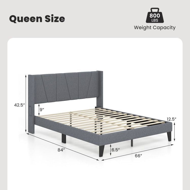 Full/Queen Size Bed Frame w/ Headboard & Wood Slat Support Yeah Depot - Comfortable Living Decor