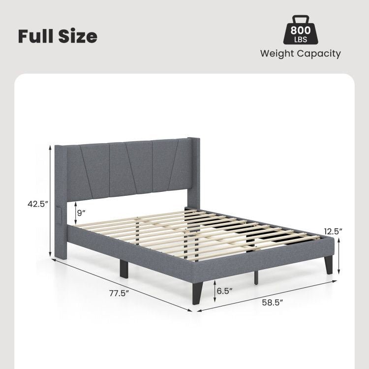 Full/Queen Size Bed Frame w/ Headboard & Wood Slat Support Yeah Depot - Comfortable Living Decor