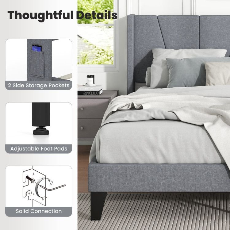 Full/Queen Size Bed Frame w/ Headboard & Wood Slat Support Yeah Depot - Comfortable Living Decor