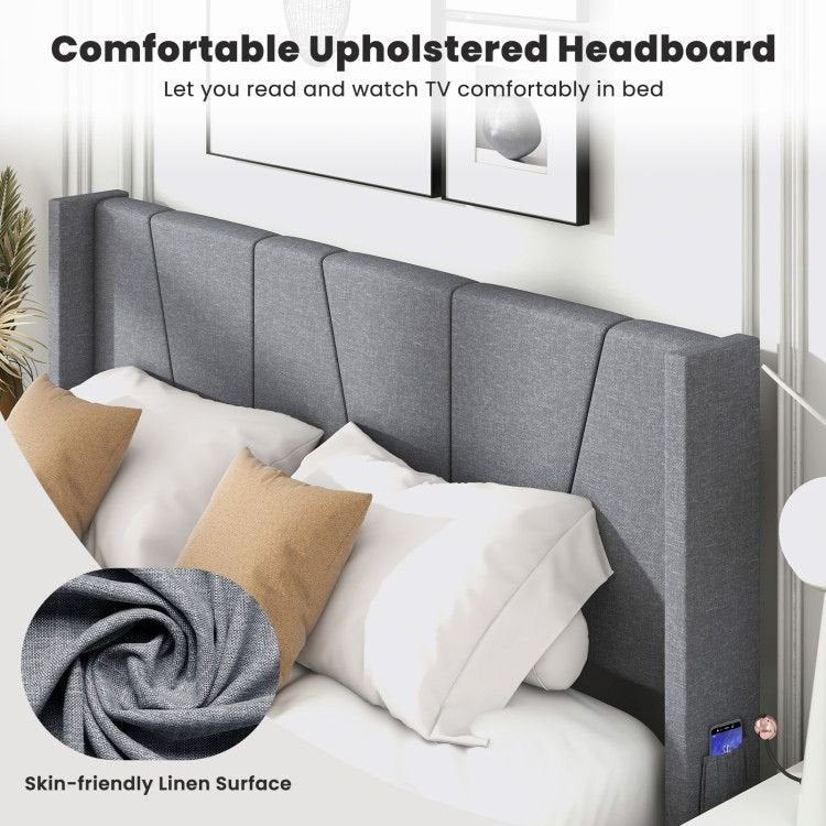 Full/Queen Size Bed Frame w/ Headboard & Wood Slat Support Yeah Depot - Comfortable Living Decor