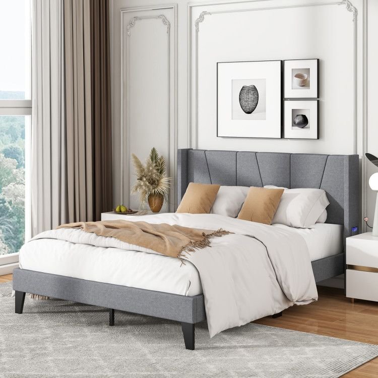 Full/Queen Size Bed Frame w/ Headboard & Wood Slat Support Yeah Depot - Comfortable Living Decor