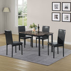 Furniture 5 Piece Metal Dinette Set with Faux Marble Top - Black - Comfortable Living Decor