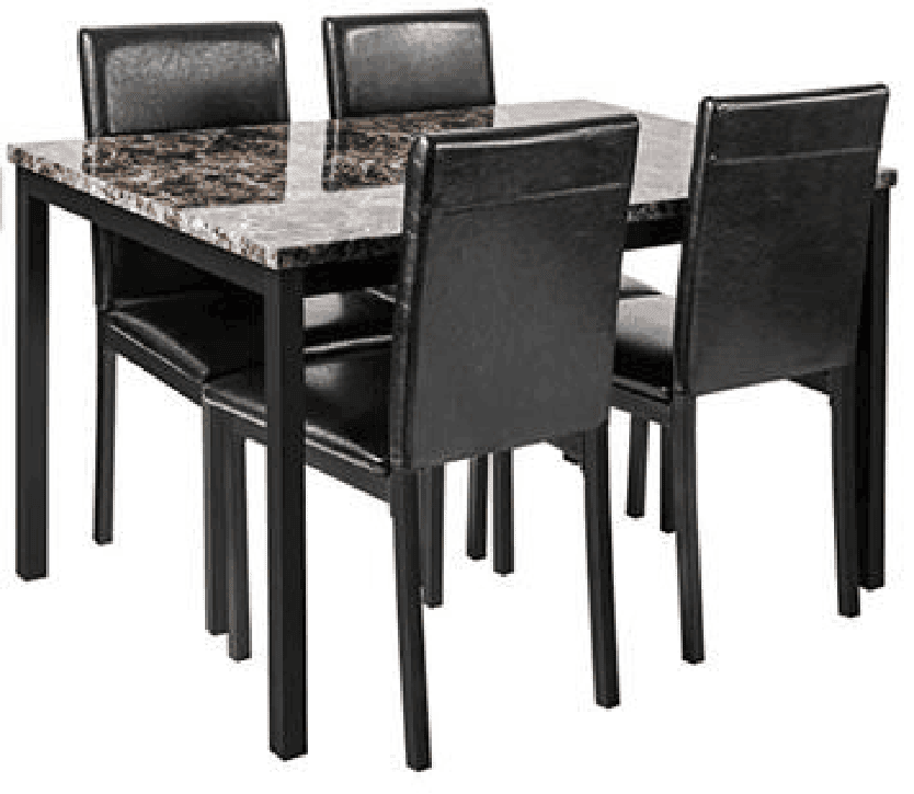 Furniture 5 Piece Metal Dinette Set with Faux Marble Top - Black - Comfortable Living Decor