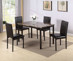Furniture 5 Piece Metal Dinette Set with Faux Marble Top - Black - Comfortable Living Decor