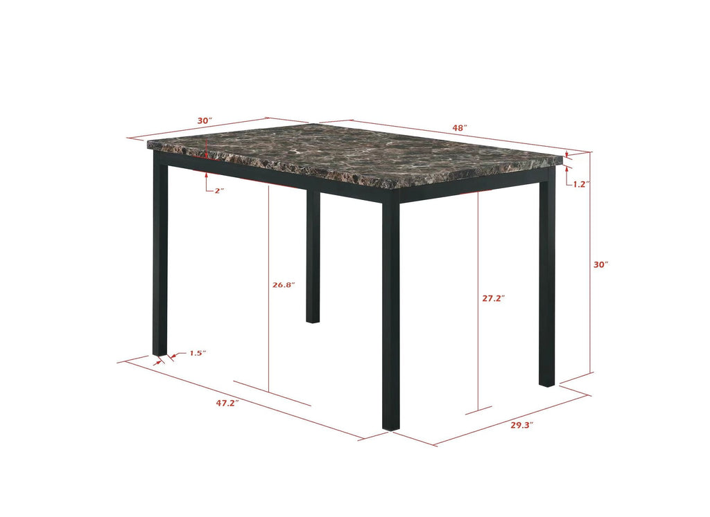 Furniture 5 Piece Metal Dinette Set with Faux Marble Top - Black - Comfortable Living Decor