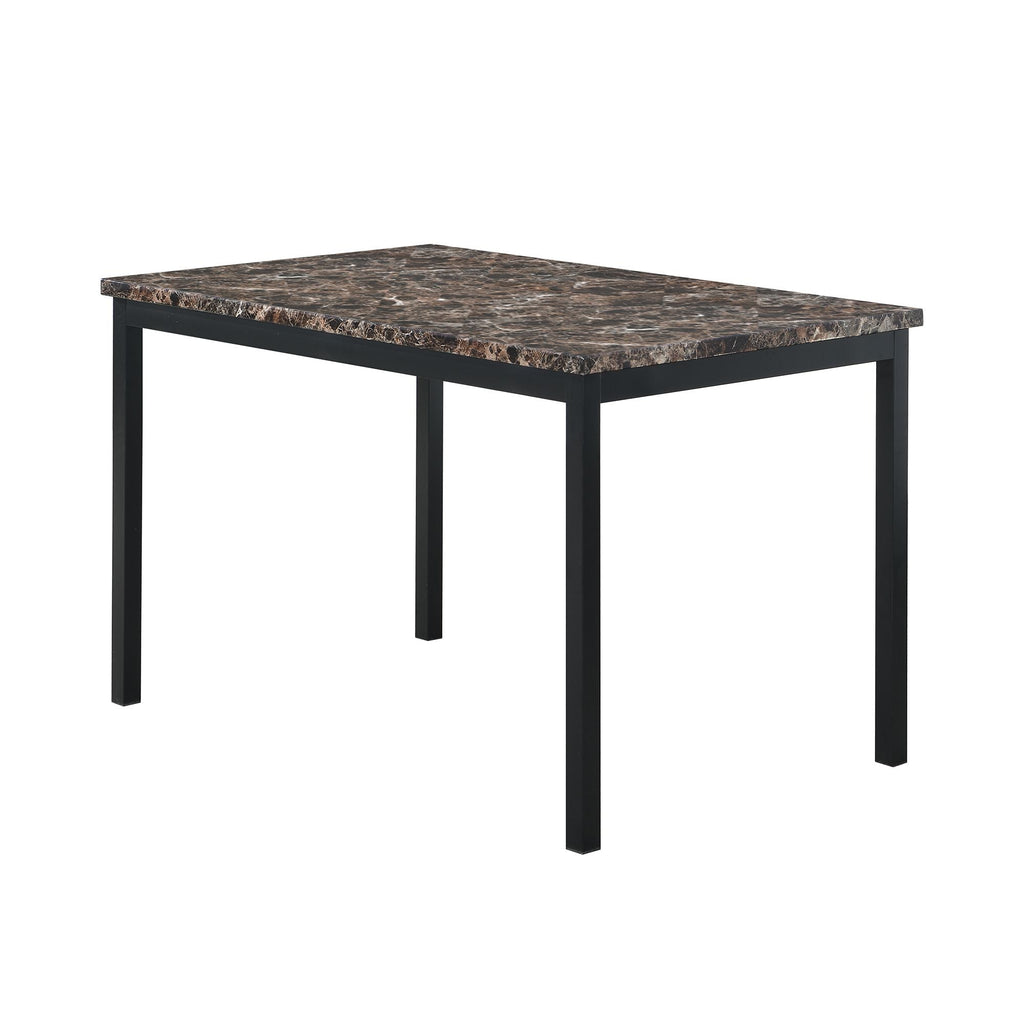 Furniture 5 Piece Metal Dinette Set with Faux Marble Top - Black - Comfortable Living Decor