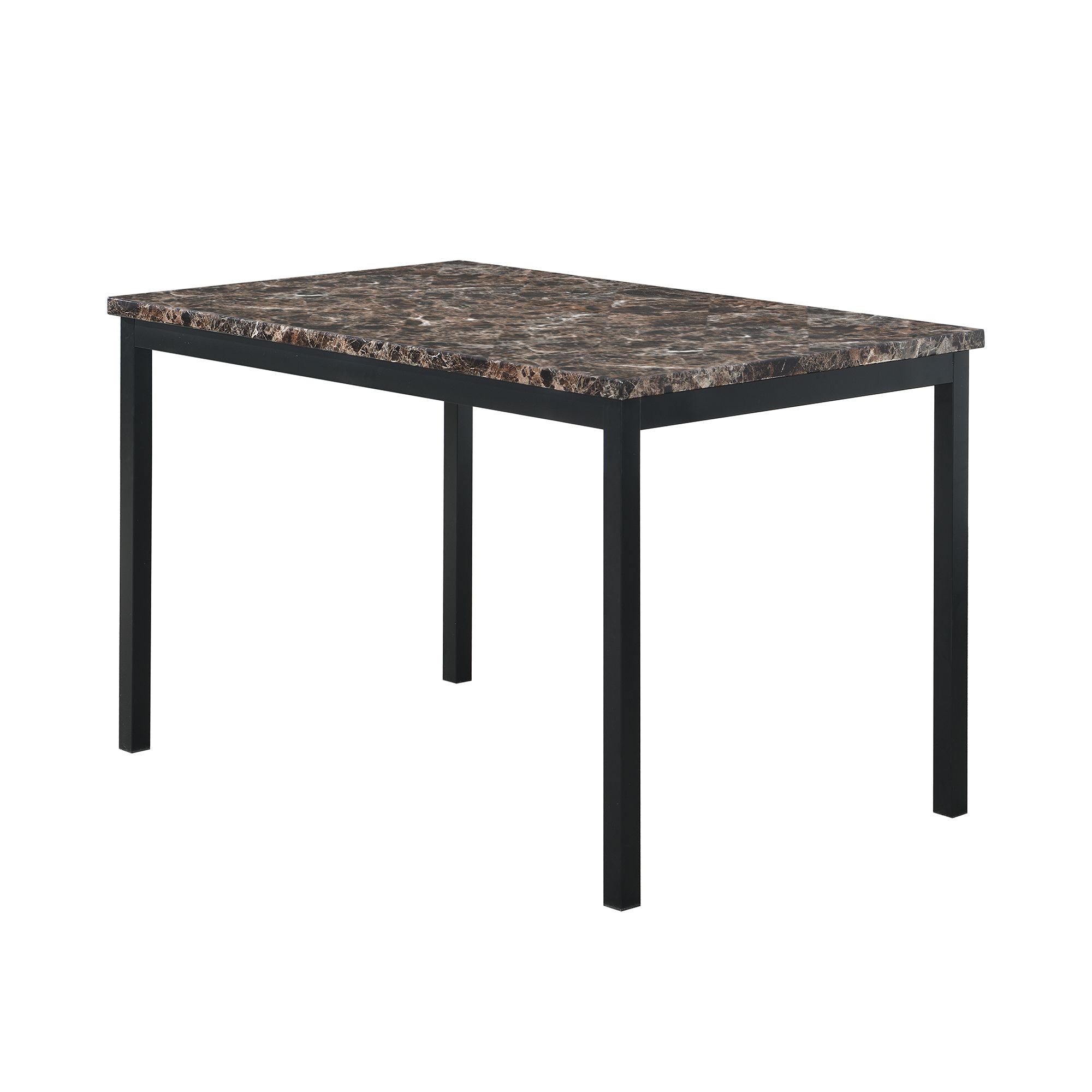 Furniture 5 Piece Metal Dinette Set with Faux Marble Top - Black - Comfortable Living Decor