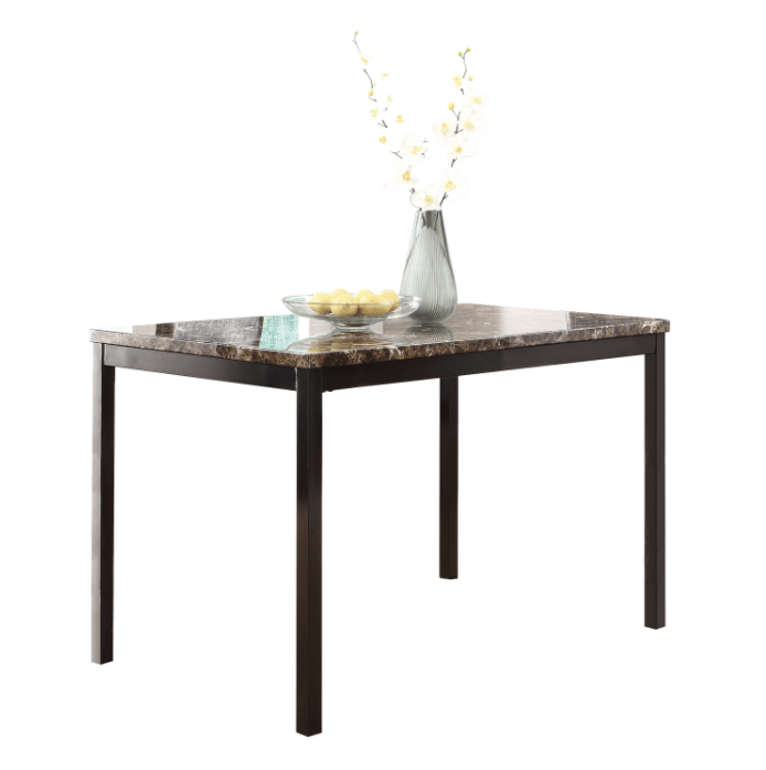 Furniture 5 Piece Metal Dinette Set with Faux Marble Top - Black - Comfortable Living Decor