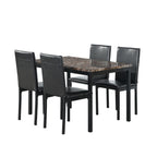 Furniture 5 Piece Metal Dinette Set with Faux Marble Top - Black - Comfortable Living Decor