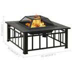 Garden Fire Pit with Poker 31.9"x31.9"x18.5" XXL Steel - Comfortable Living Decor