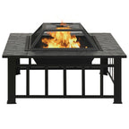 Garden Fire Pit with Poker 31.9"x31.9"x18.5" XXL Steel - Comfortable Living Decor