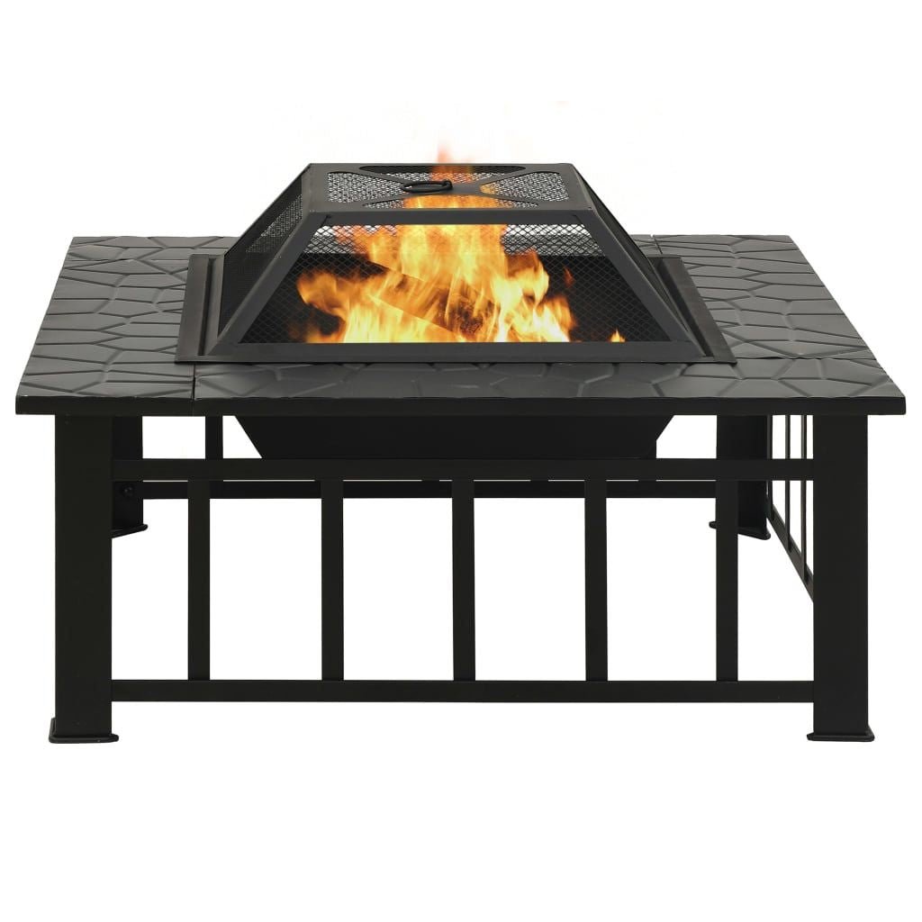 Garden Fire Pit with Poker 31.9"x31.9"x18.5" XXL Steel - Comfortable Living Decor