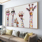 Hand Painted Oil Painting Horizontal Abstract Animals Giraffe Modern Living Room Hallway Bedroom Luxurious Decorative Painting - Comfortable Living Decor