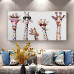 Hand Painted Oil Painting Horizontal Abstract Animals Giraffe Modern Living Room Hallway Bedroom Luxurious Decorative Painting - Comfortable Living Decor