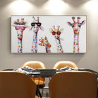 Hand Painted Oil Painting Horizontal Abstract Animals Giraffe Modern Living Room Hallway Bedroom Luxurious Decorative Painting - Comfortable Living Decor