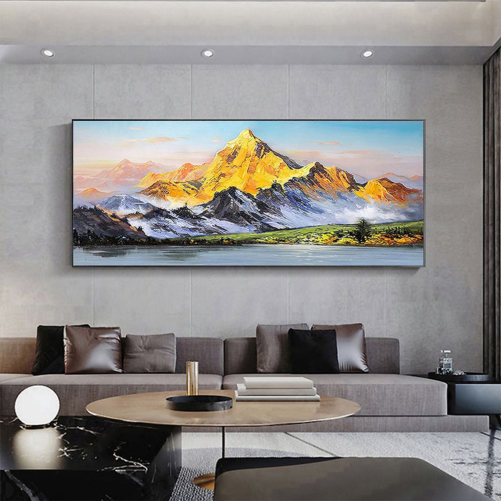 Hand Painted Oil Painting Large Landscape Oil Painting Original Mountain Canvas Painting Abstract Painting Modern Art Acrylic Painting Living Room Hallway Bedroom Luxurious Decorative Painting - Comfortable Living Decor